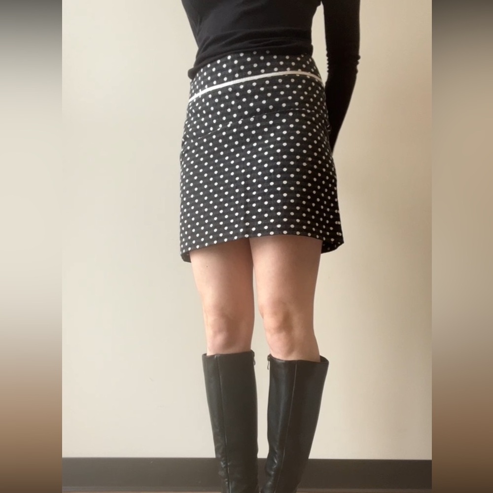 Max Studio Black and White Polka Dot Mini Skirt